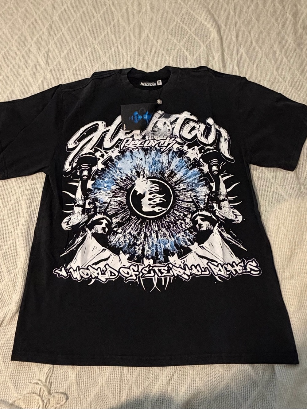 Hellstar Records World of Eternal Raves Graphic Tee — Black/Blue
